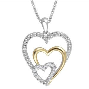Sterling Silver 1/10 cttw Diamond Heart Necklace